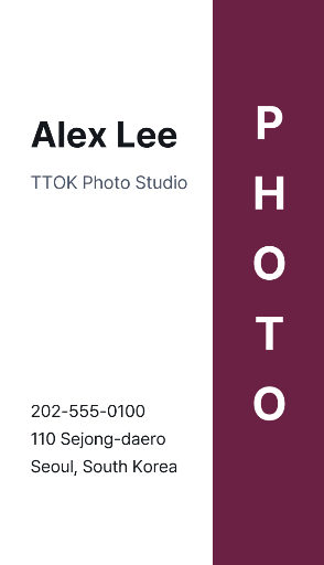 Vertical Photography Business Card
