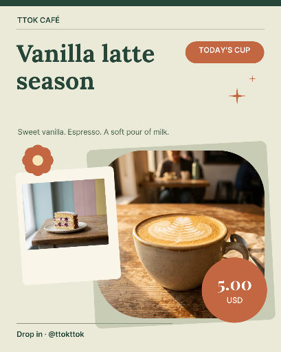 Autumn vanilla latte cafe promotion