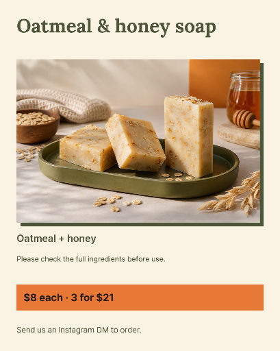 Oatmeal and honey soap product poster
