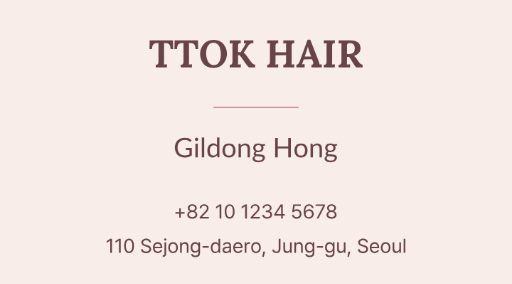 Hair consultation business card