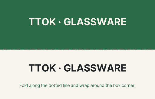 Fold-over glassware package corner label