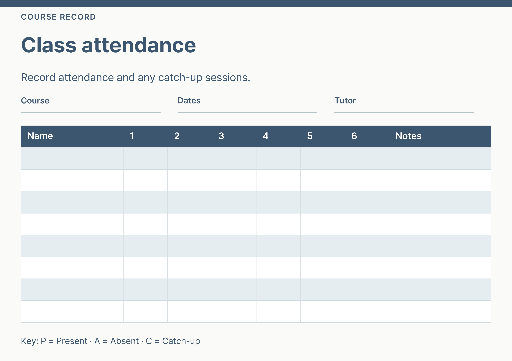 Class attendance register