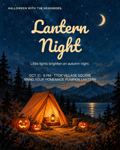 Neighborhood pumpkin lantern night poster