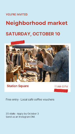 Neighborhood market photo invitation