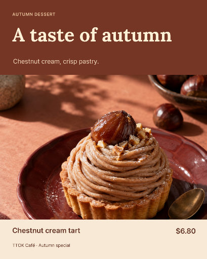 Autumn chestnut tart menu