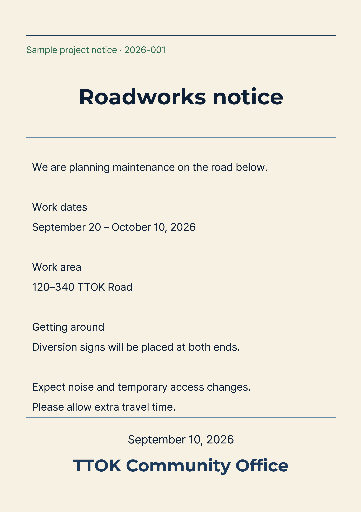 Roadworks notice — A4