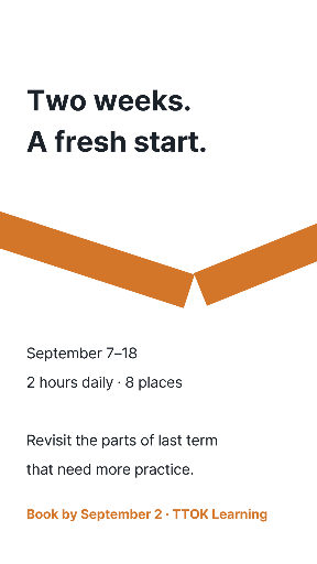 Two-week back-to-school review course