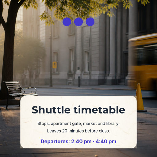 School shuttle timetable