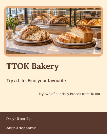 Bakery tasting invitation