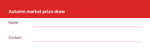 Autumn market prize draw entry form