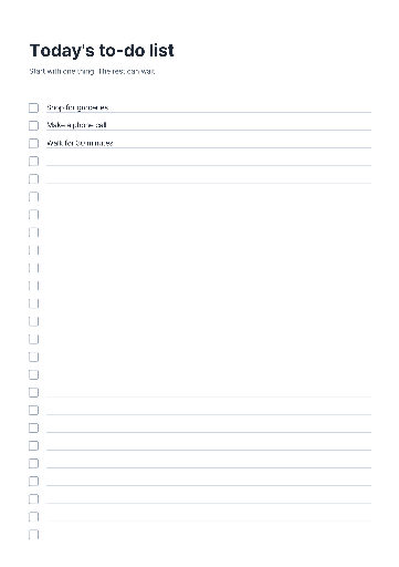 Twenty-five-row daily checklist A4