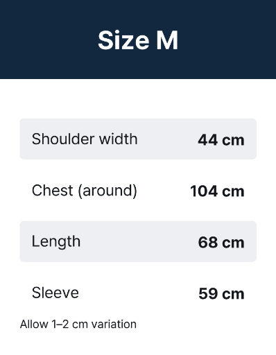 Garment measurements label