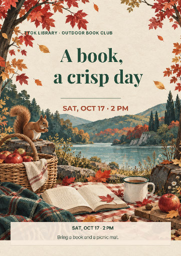 Outdoor autumn book club poster