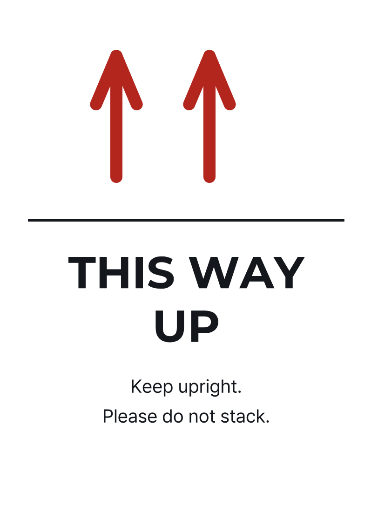 This way up shipping label
