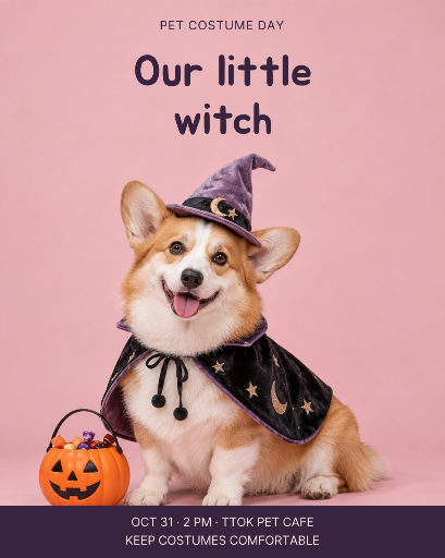 Cute pet Halloween costume event poster