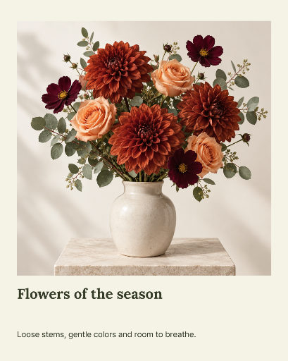 Florist portfolio and flower booking carousel