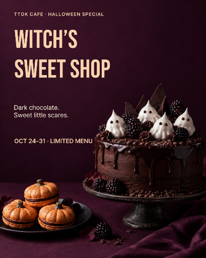 Witch bakery Halloween dessert poster