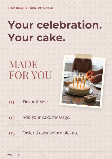 Custom cake order guide and form