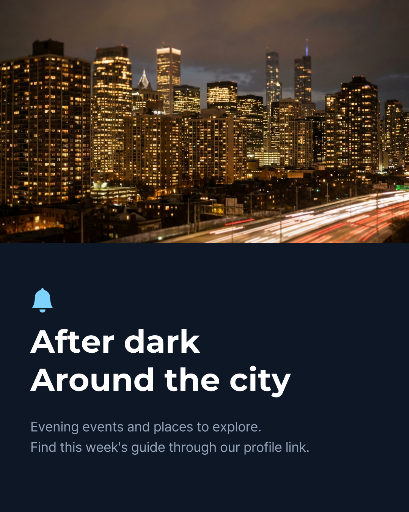 City after-dark news card
