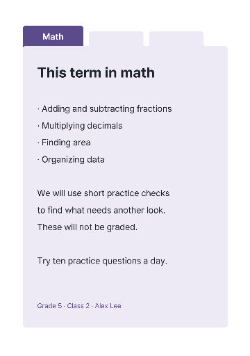 Grade five math curriculum guide