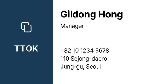 Navy split-layout business card