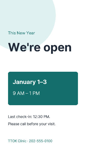 New Year clinic opening hours story