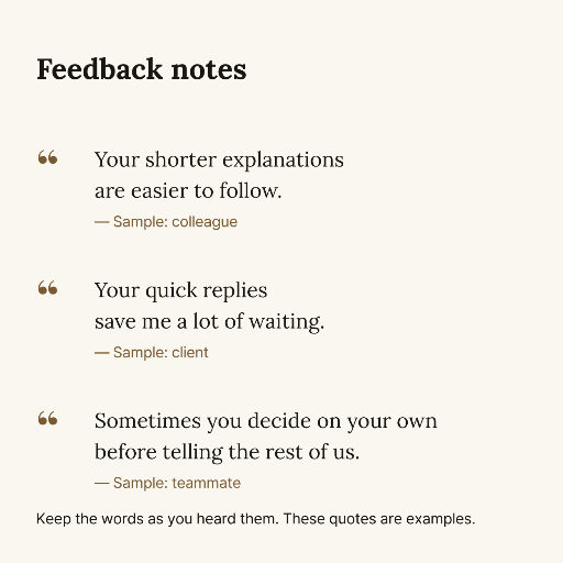 Feedback notes — three voices