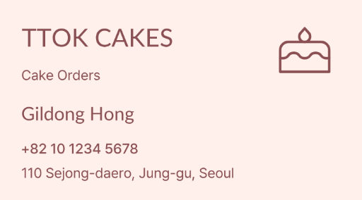 Custom cake business card