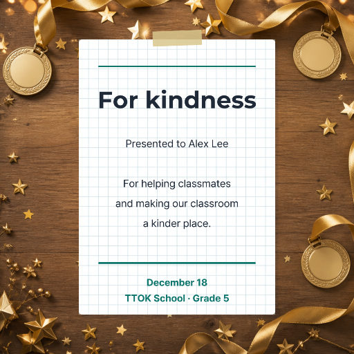 Classroom kindness award