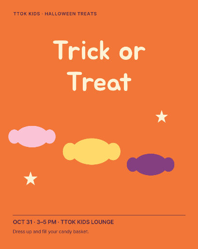 Trick-or-treat candy event poster